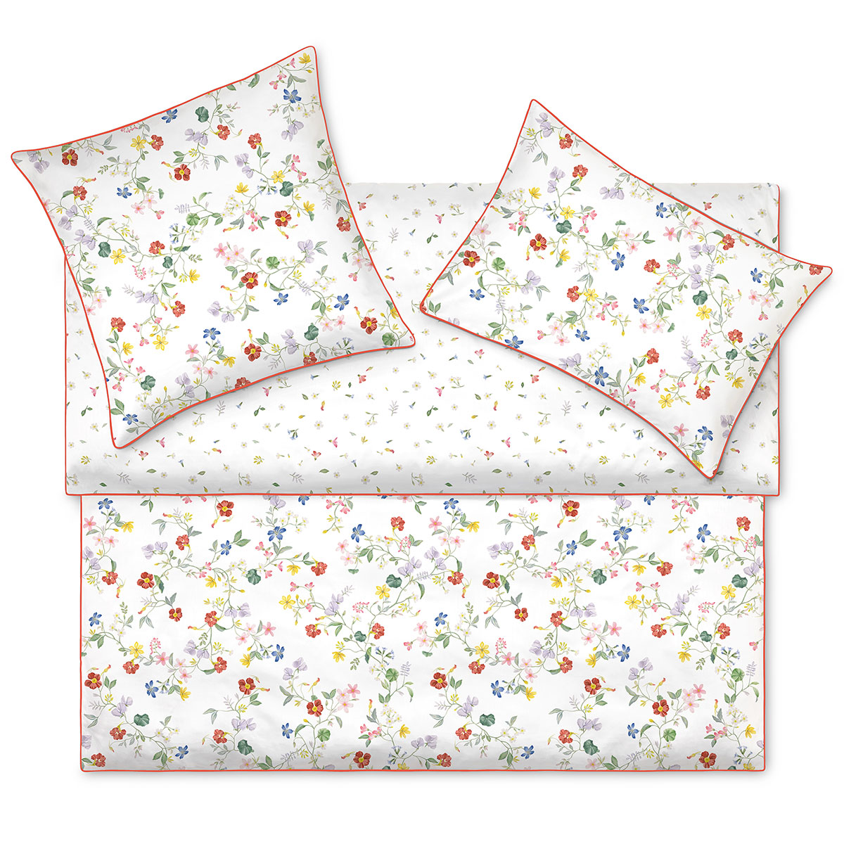 LELVA Bettwäsche Set Mit Romantischem Rosenmuster, Bettrock, Rosa Spitze, Rüschen, Blumenmuster, Shabby Chic Bettwäsche Set, Doppelbett, 4 Teilig